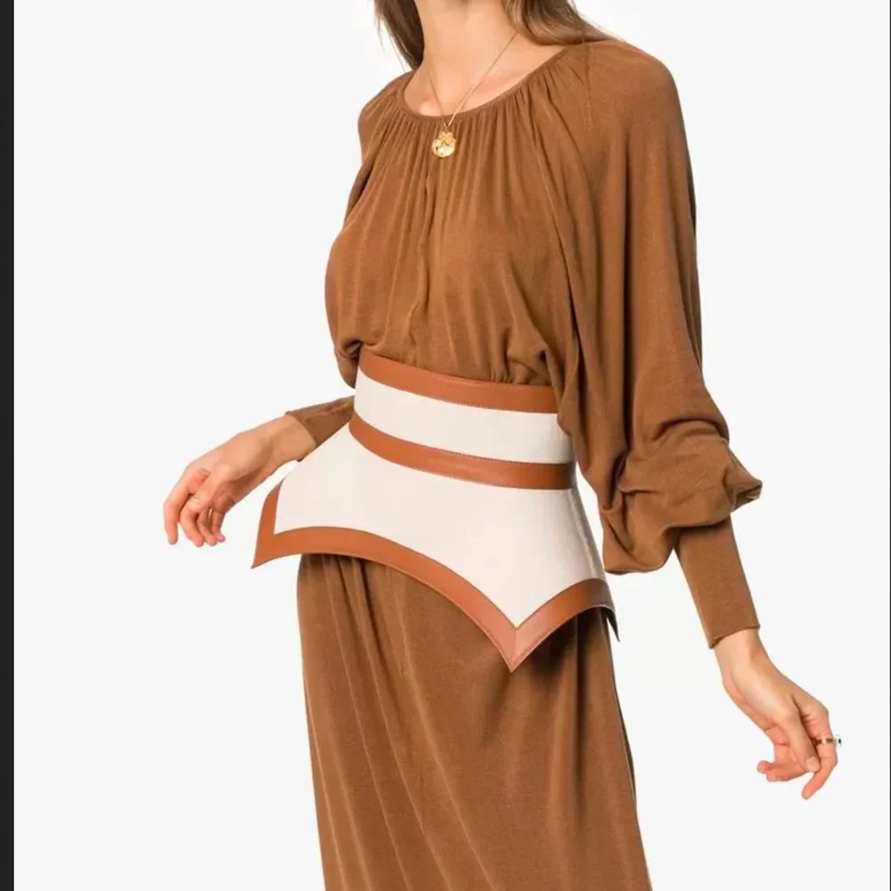 RARE NWT LOEWE Tan Canvas & Leather Obi Belt
